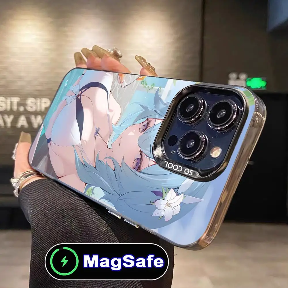 

Genshin Impact Ecchi Mobile Phone Case for iPhone 16 15 14 13 12 11 Pro Max Plus MagSafe Translucent Colour Protective Cover