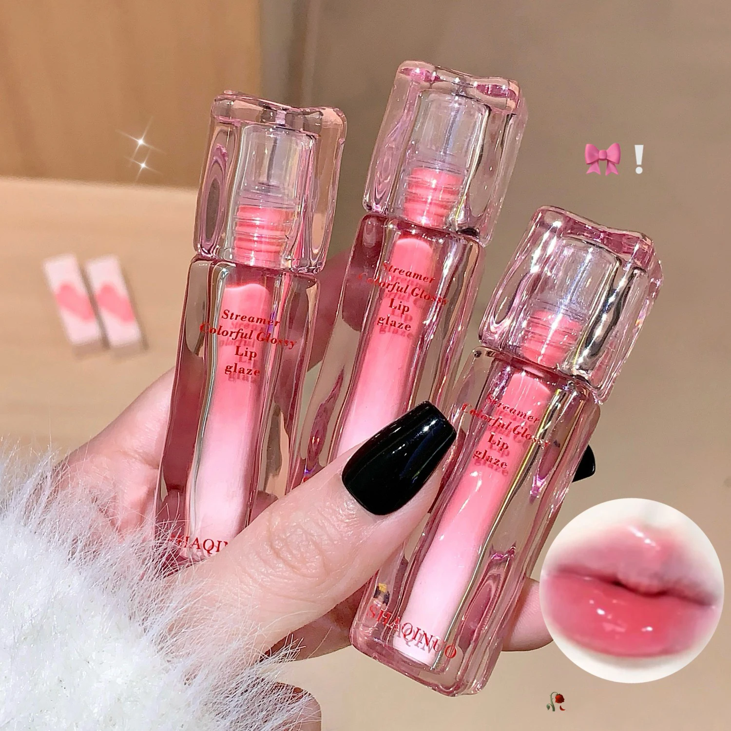 Water Gloss Mirror Lip Glaze Moisturizing Plump Lips Tinted Not Easy To Stick To The Cup Red Lipstick Liquid Long-Lasting Makeup