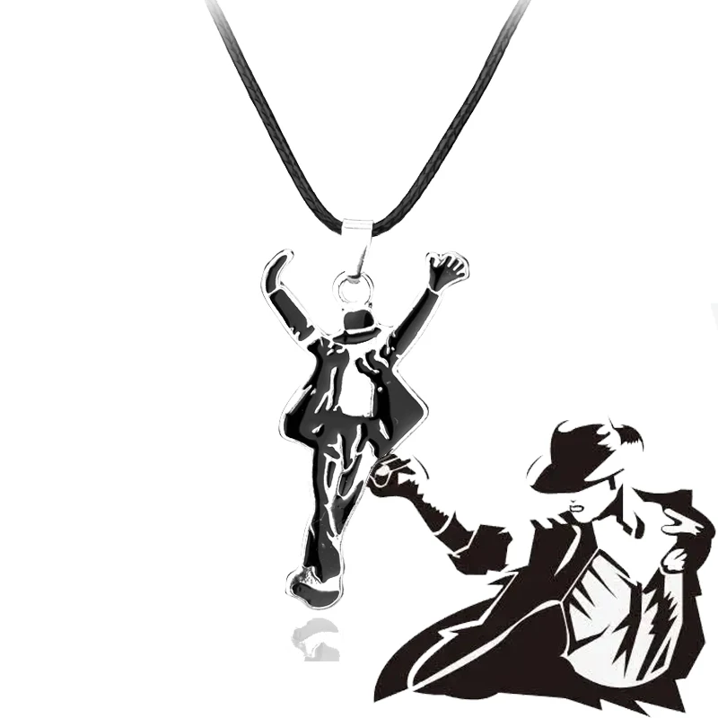 Fashion American Singer Michael Jackson Necklace Smooth Criminal Classic Action Figure Pendant Necklace For Fans Best Gift