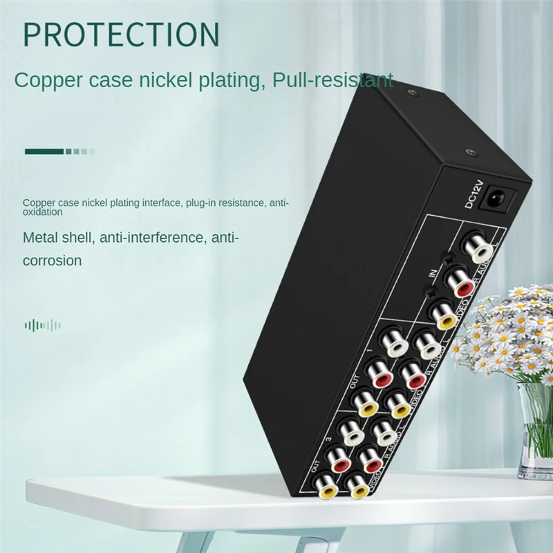 أفضل العروض 4-Way AV الفاصل 1 في 4 خارج مركب RCA AV الفاصل 1X4 فيديو الصوت RCA الفاصل الموزع ل DVD C-VBS الاتحاد الأوروبي التوصيل