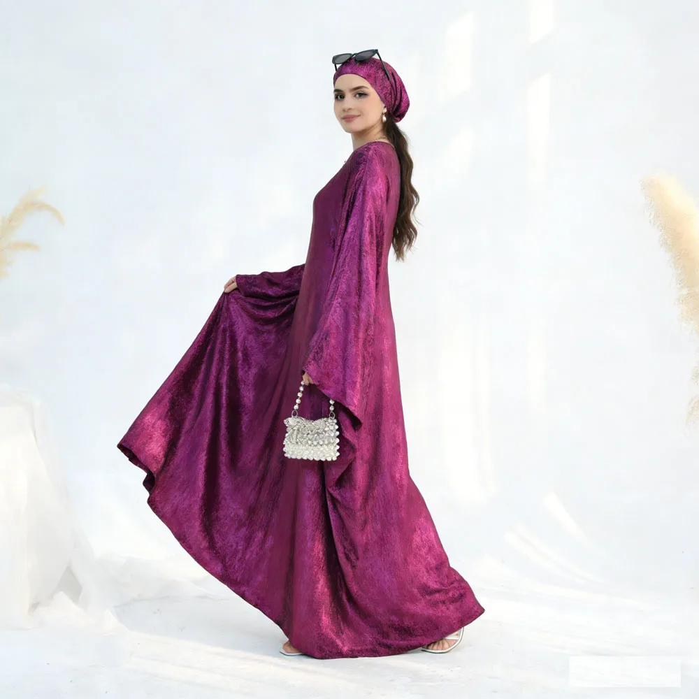 

Роскошная абайя-батвинг с бабочками для Рамадана и Ид, Дубай, 2026. Мусульманское платье-кафтан из джерси с хиджабом для женщин. Кебая, женские платья.