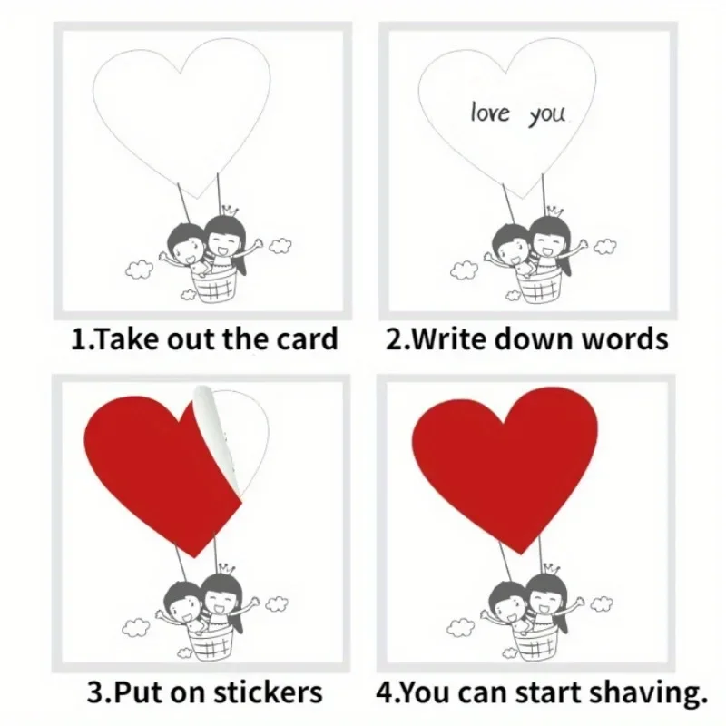 2PC Love Confession Scratch Card Diy Creative Writing Card Handwriting Valentine\'s Day Card