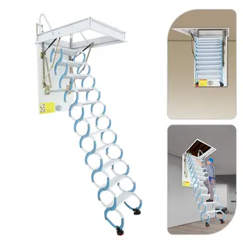 11단 냉간압연강 다락 사다리, 70x100cm, 흰색/파란색, 벽걸이형 접이식 계단 (평지붕용) 10 best sales 계단 - №9