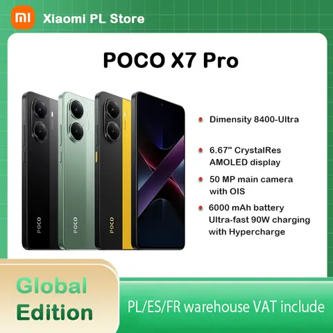 POCO X7 Pro 5G NFC Smartphone 120Hz AMOLED 90W Charging 256GB 6000mAh Cheap Phone with Camera 108MP + Fast Delivery with EU