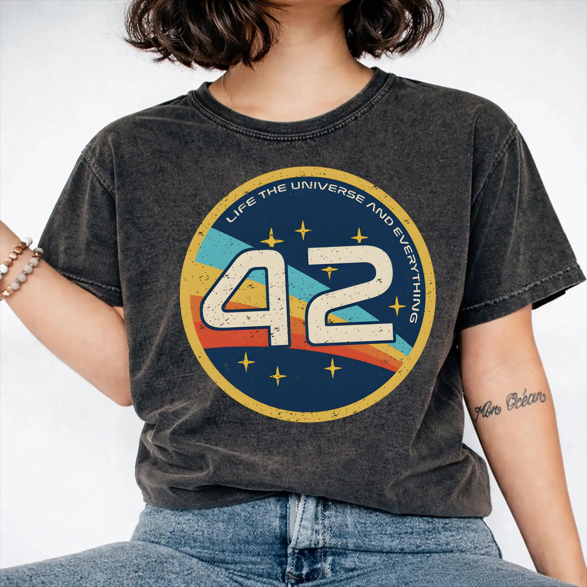dont panic 42 The Answer To Life The Universe And Everything Douglas Adams  Washed T Shirts T-Shirt  Men Women Tees