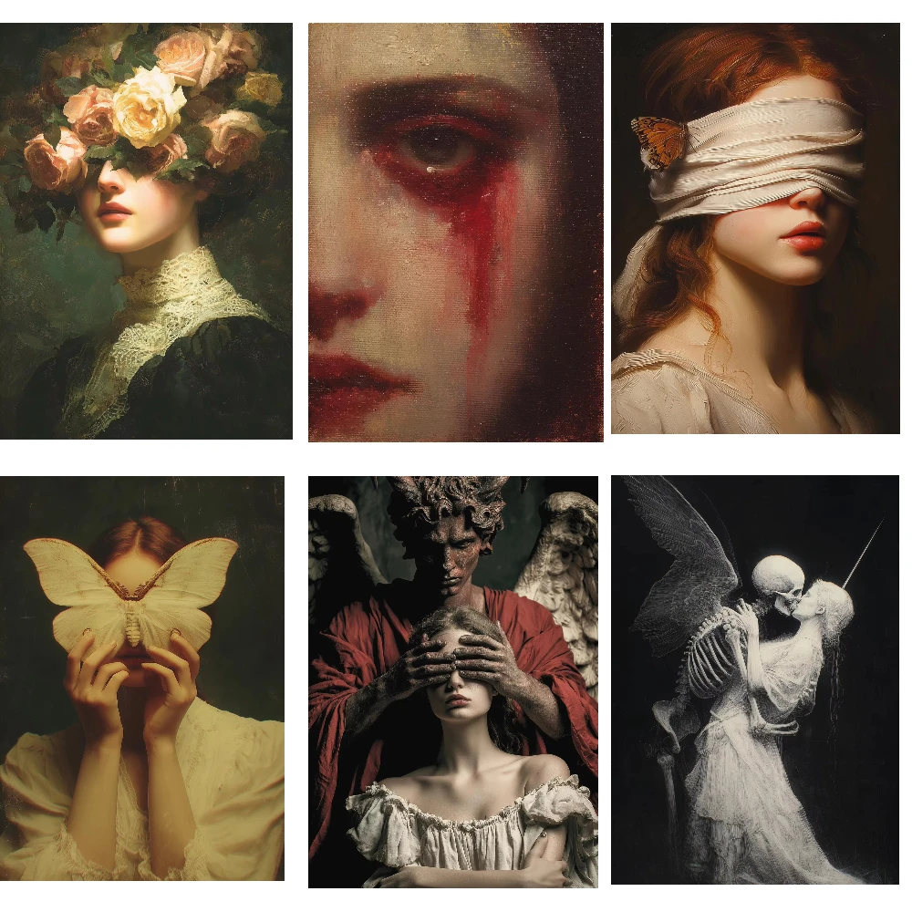 

500/1000/1200/2000PCS Jigsaw Puzzles Woman Cover Eyes Figure Family Activity Games for Gameroom Bedroom Home Decor Gift