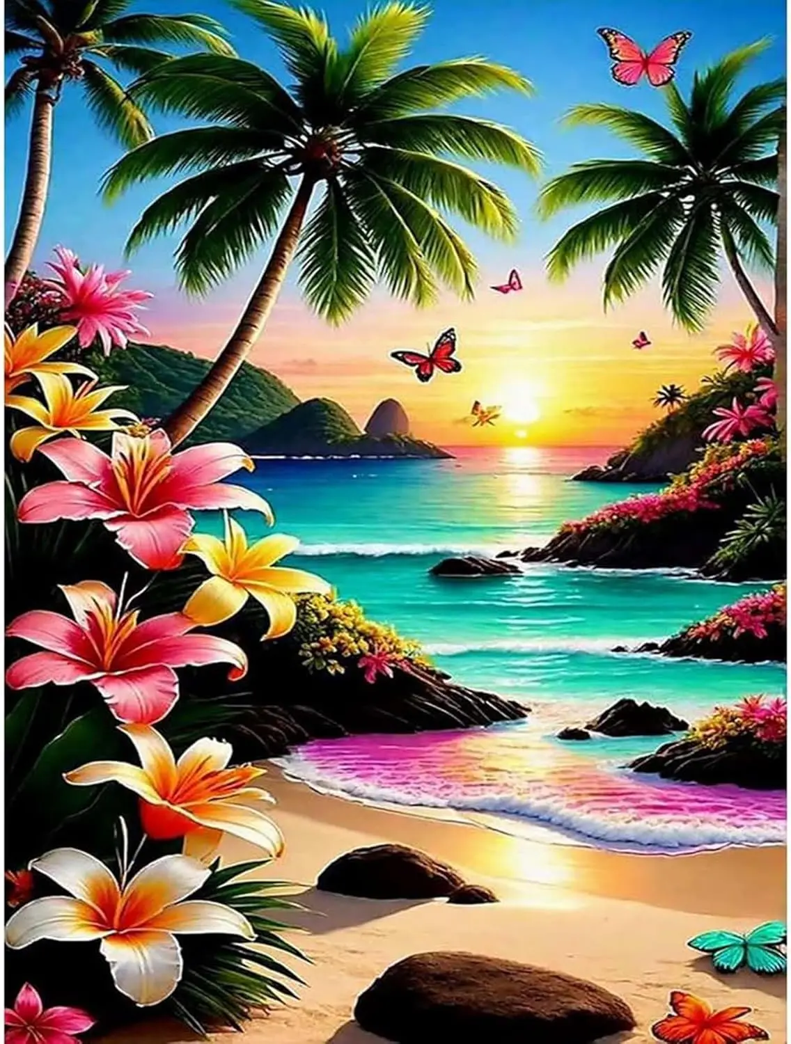 

ajepon Beach Diamond Art Kits for Adults - Beach Diamond Painting Kits, Seascape 5D Diamond Painting for Adults