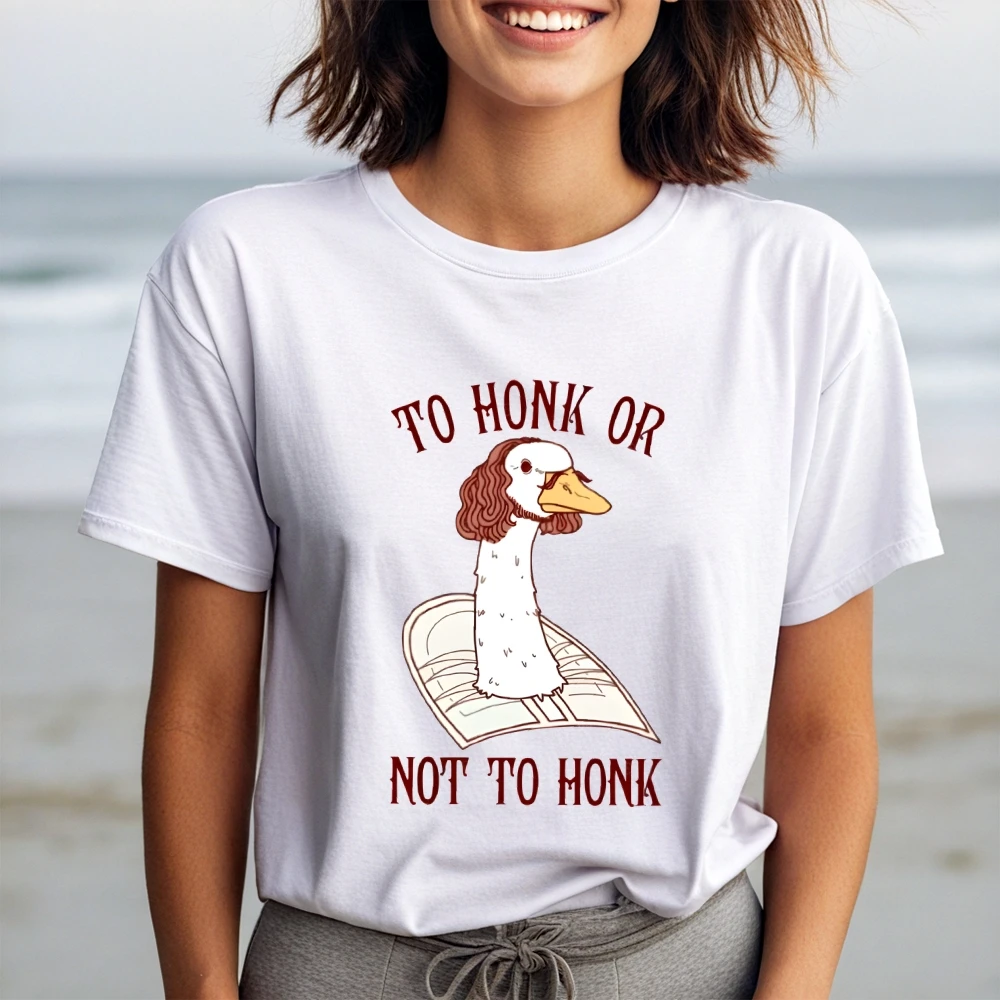 

Funny Silly Goose Shakespeare Graphic T-Shirt To Honk Or Ont To Honk Funny Top Tee Trendy Comfort Color Oversized Streetwear