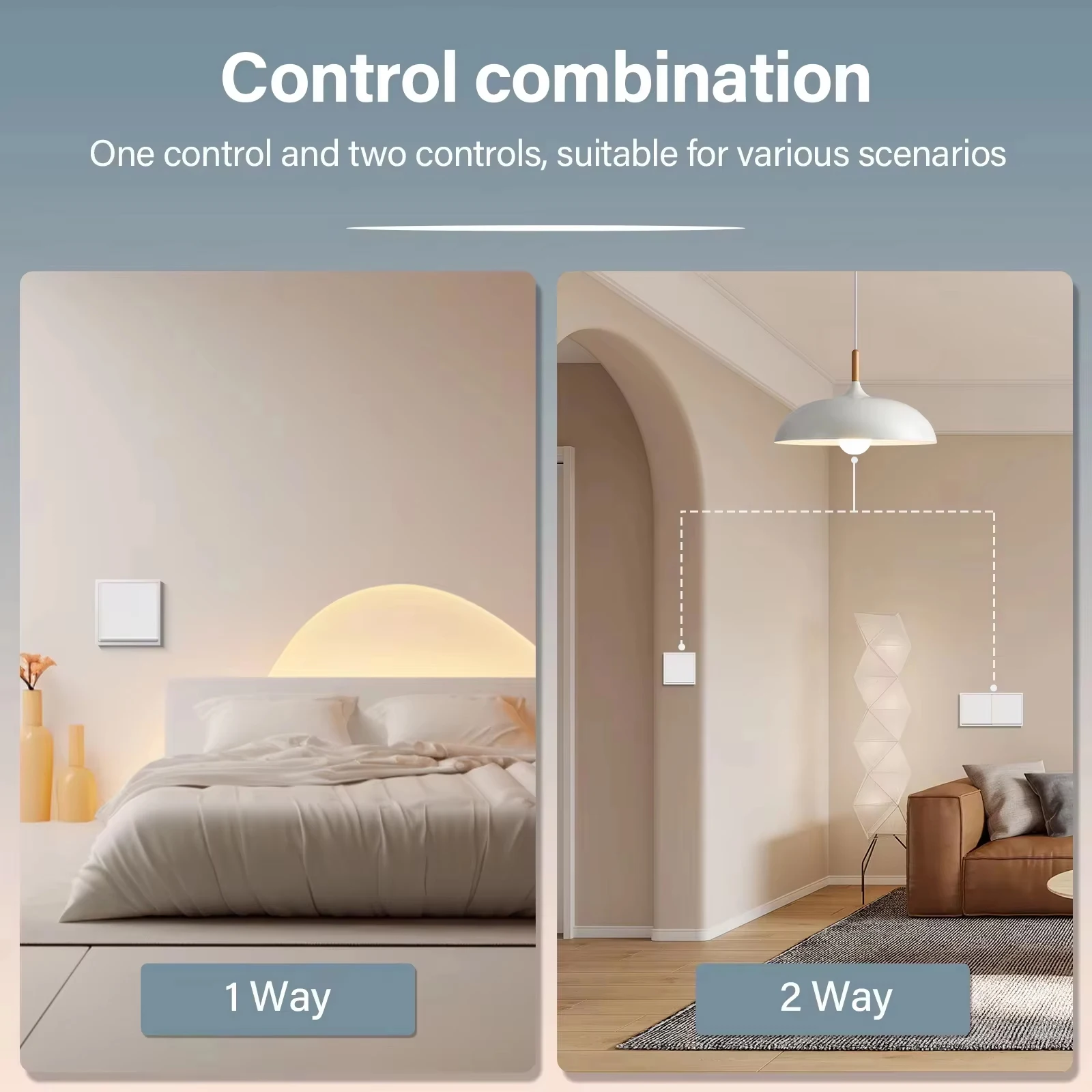 BSEED 1/2Gang Mechanical Button Switches 1/2Way Wall Light Switch EU Standard with or without LED Backlight Plastic Frames