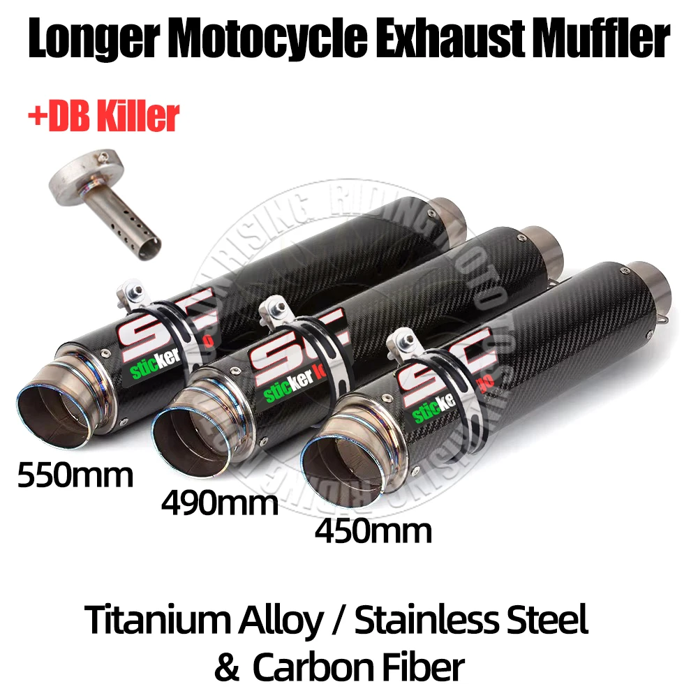 450mm 490mm 550mm sc Exhaust Muffler Escape for Kawasaki Yamaha Honda Suzuki Bmw ETC 51/60mm Motorcycle Exhaust Tail Pipe Modify