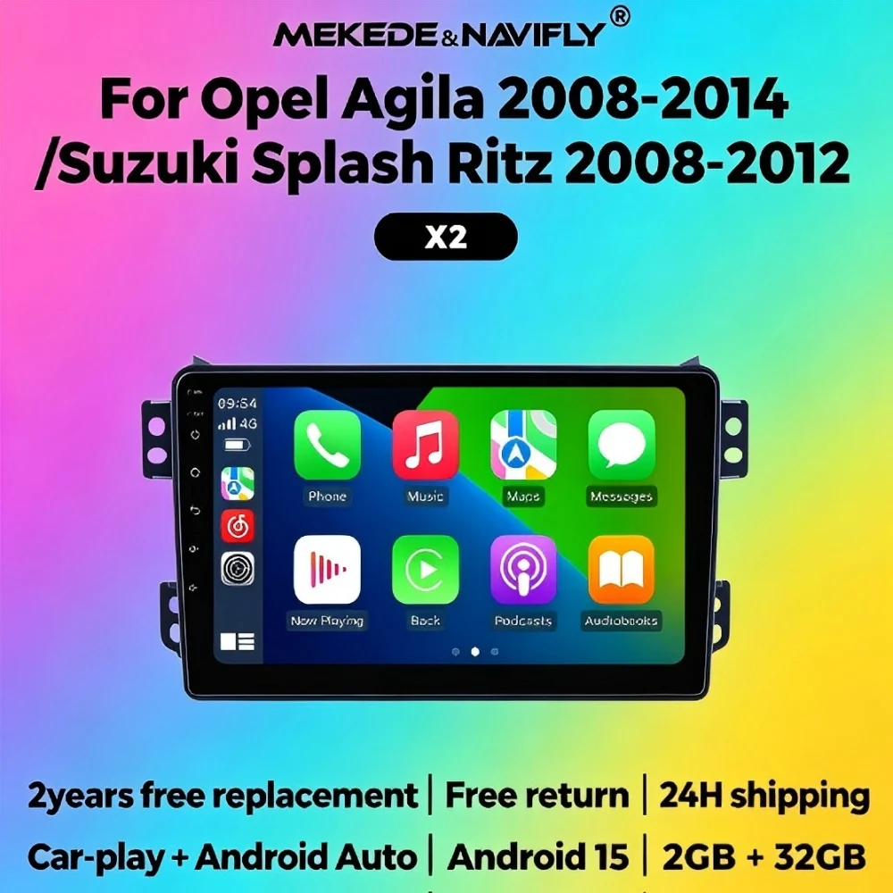 

MEKEDE Android 15 Autoradio Head Unit 2 Din Car Radio For SUZUKI Splash Ritz OPEL Agila 2008-2014 Stereo Player Car multimedia