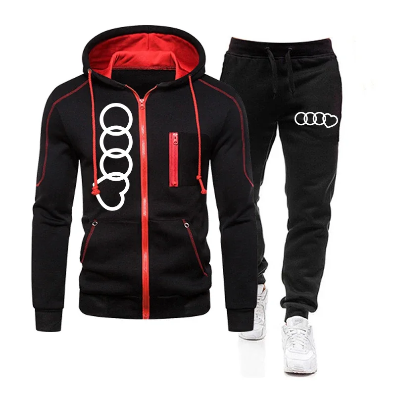 Men's Set Two Piece Set of Sports Zipper Jacket and Sports Pants Hoodie Outdoors Sweatshirts for Men Daily Casual Sportswear Man