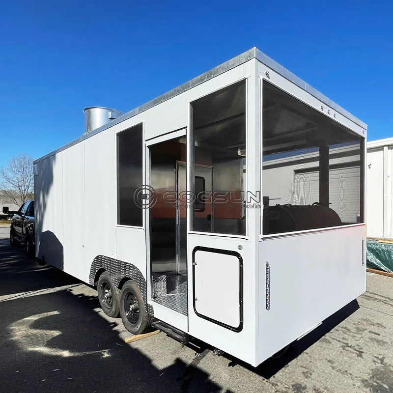 COGSUN Luxury Mobile BBQ Catering Trailer with Dual Smokers and Grill Setup