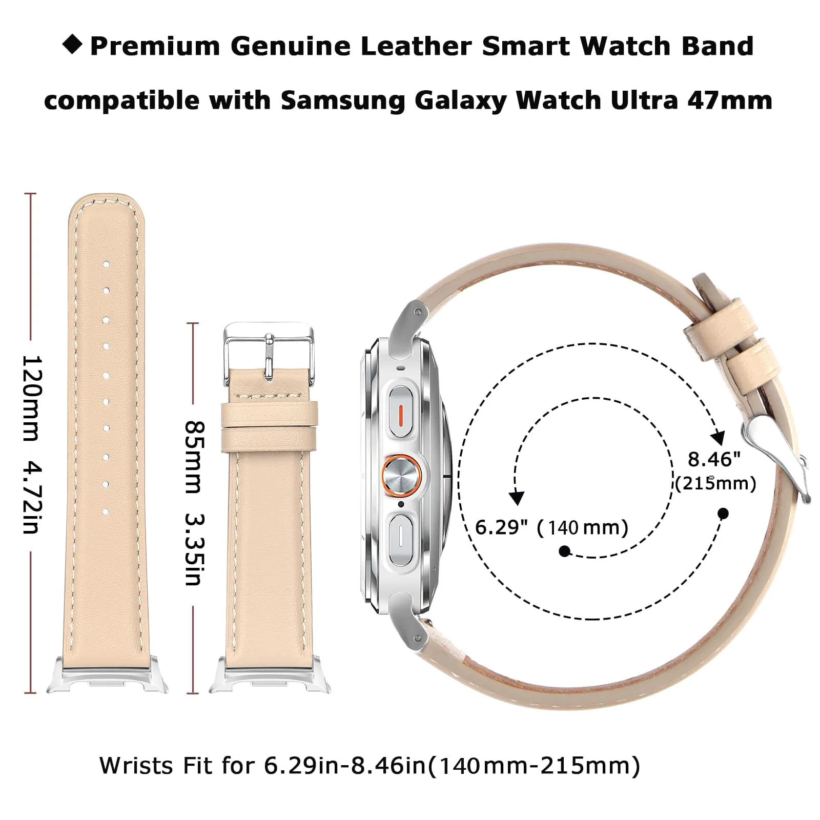 Leather Pin Buckle Strap for Samsung Galaxy Watch 8 Leather Pin Buckle Square Tail Samsung Watch Ultra 47mm 2025 Strap