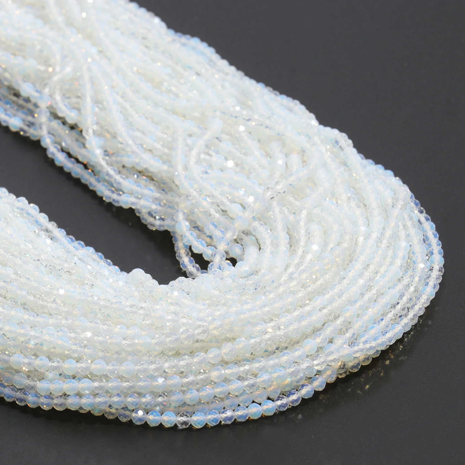 Großhandel Facettierte 2 3 4mm Naturstein Weiße Opalperlen Runde Kleine Lose Perlen für Schmuckherstellung DIY Armbänder Halsketten – Detail 1