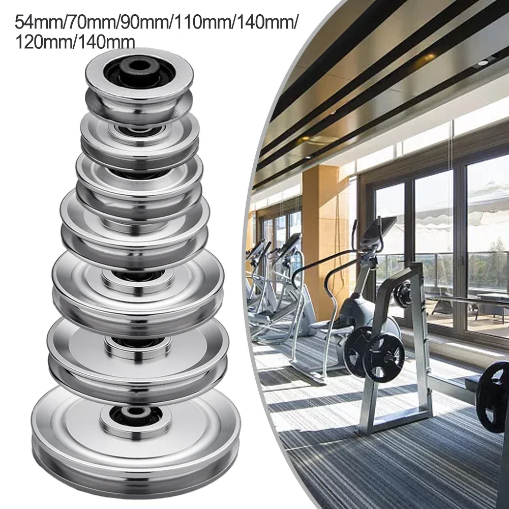 Aluminum Alloy Bearing Pulley Wheel Round Black Wheel Cable Gym Fitness Equipment Part Exercise Machine Part Pulley Accessories