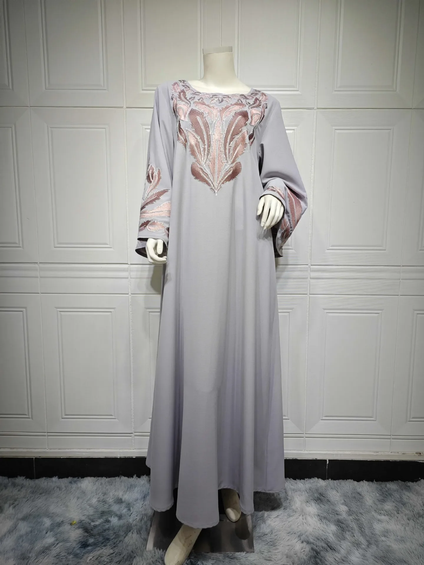 Abaya árabe de Dubái bordado para mujer, vestido musulmán de manga larga, Vestidos de fiesta modestos, caftán Abayas turco, caftán islámico