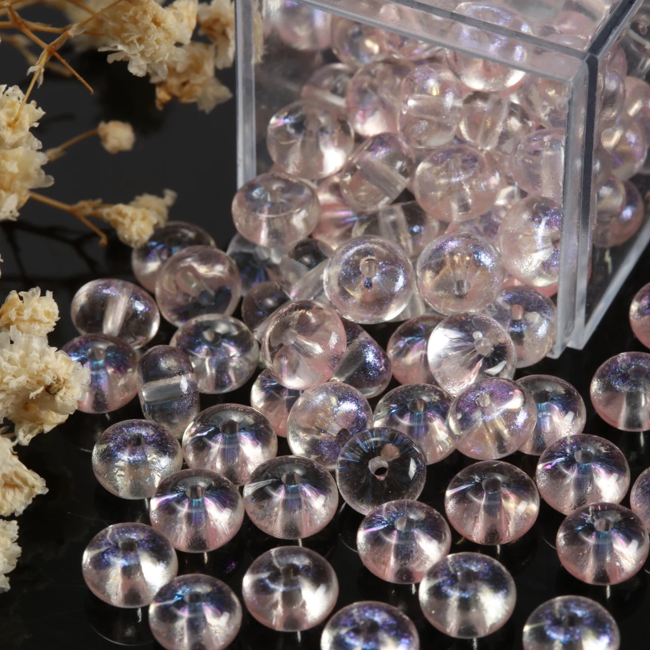 1000pcs/Lot 5x8mm Color Transparent Round Glass Beads for Jewelry Making Loose Spacer Beads DIY Bracelet Necklace Needdlework