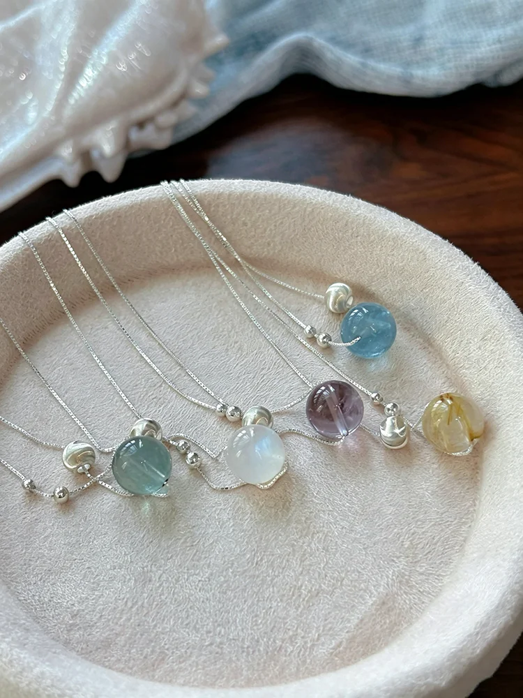 Silberfarbene Halskette mit einzelnem runden künstlichen Imitationskristall-Anhänger für Damen und Herren, Box-Kette, zierlicher Choker, Schmuck, Geschenk – Detail 2