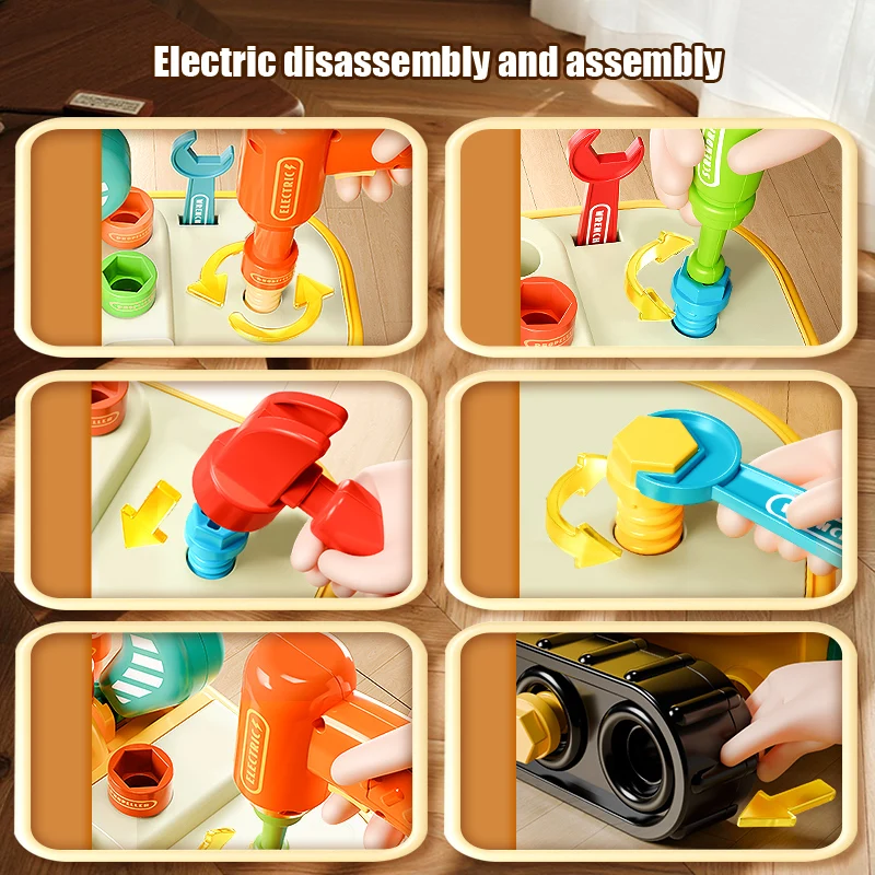 Trapano elettrico per auto giocattolo con cacciavite, suono leggero, per bambini, giochi di finzione, strumenti fai da te, giochi di ruolo rimovibili, regali di manutenzione per 3 anni