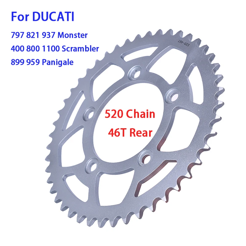 

Мотоциклетная цепь 520, 46 зубьев, задняя звездочка T 46T для DUCATI 797 821 937 Mon/ster 400 800 1100 Scrambler 899 959 Panigale Pro