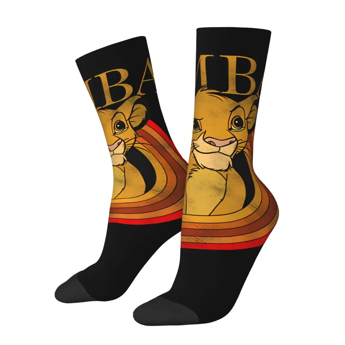 Funny Crazy Sock for Men Genius Hip Hop Harajuku The Lion King Happy Seamless Pattern Printed Boys Crew compression Sock Casual