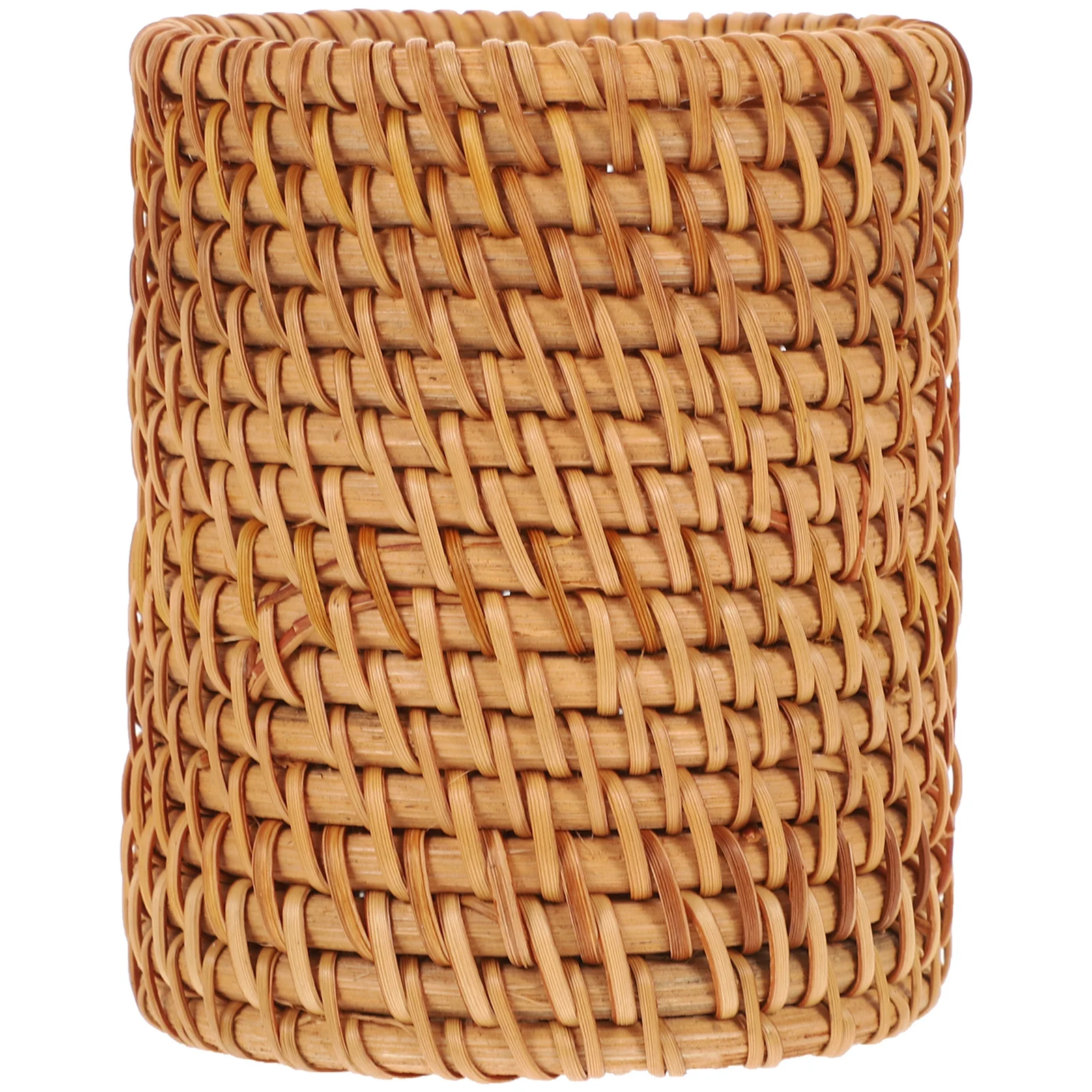 

Rattan Desktop Pencil Holder Office Pen Organizer Natural Style Woven Stationery Container Makeup Brush Holder Table Decor