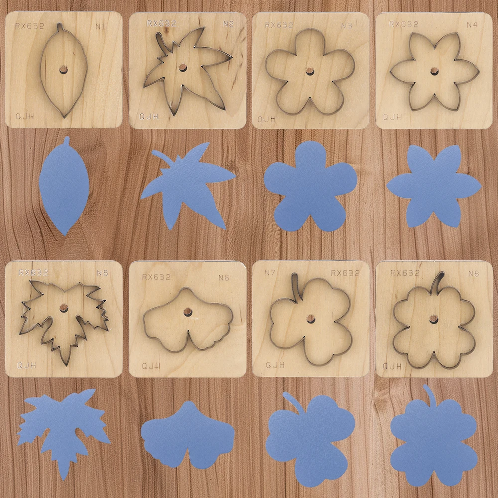 1 Stück Messerform in Blattform und Blumenform, DIY-Stahl-Stanzform, manuelles Stanzen aus Holz, DIY-Stanzwerkzeug für Lederhandwerk