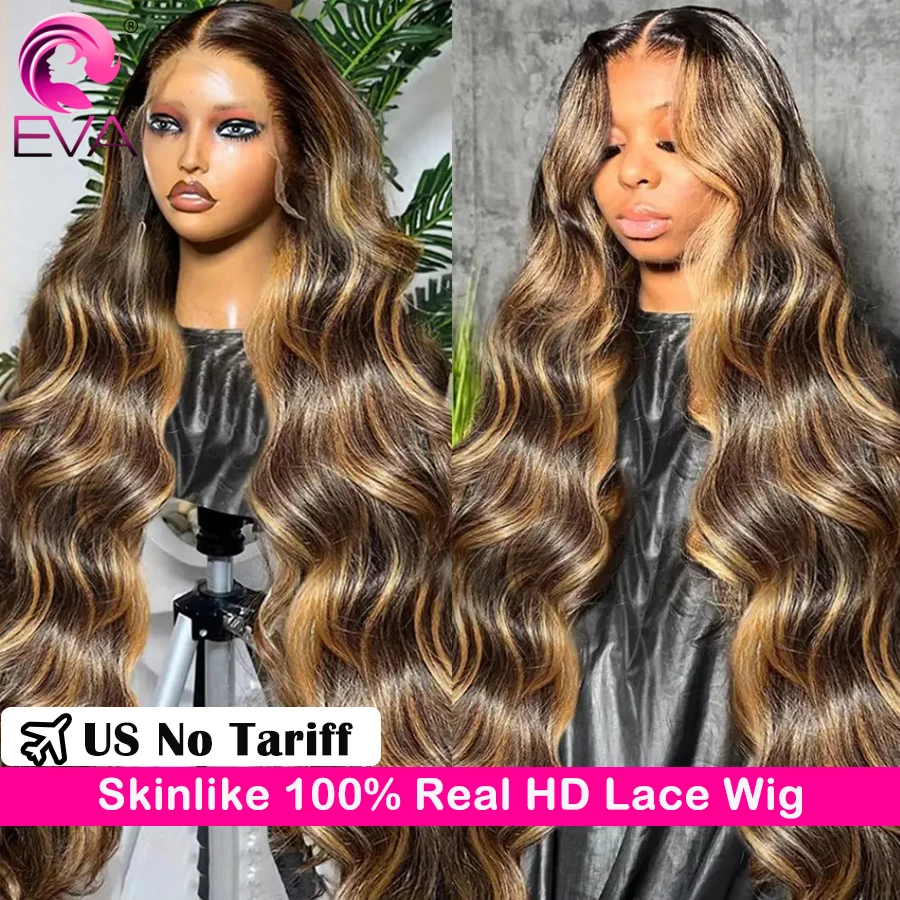 

13x6 HD Highlight Ombre Body Wave Wigs Human Hair P4/27 Blonde Brown Wig 13x4 HD Lace Frontal Wig 250% Colored Human Hair Wigs