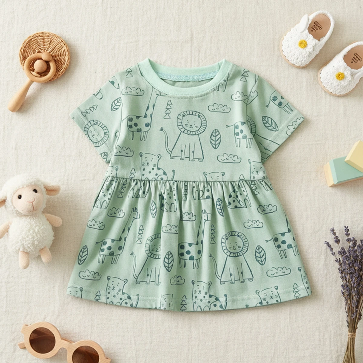 

Baby Dress Cartoon Animal Summer Cute Holiday Short Sleeve Princess Kids Girls Clothing