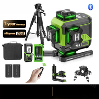 Huipar 4d 16 lines cross line laser level z04cg LCD screen Bluetooth & remote control Osram green beam with 2x Li-ion batteries