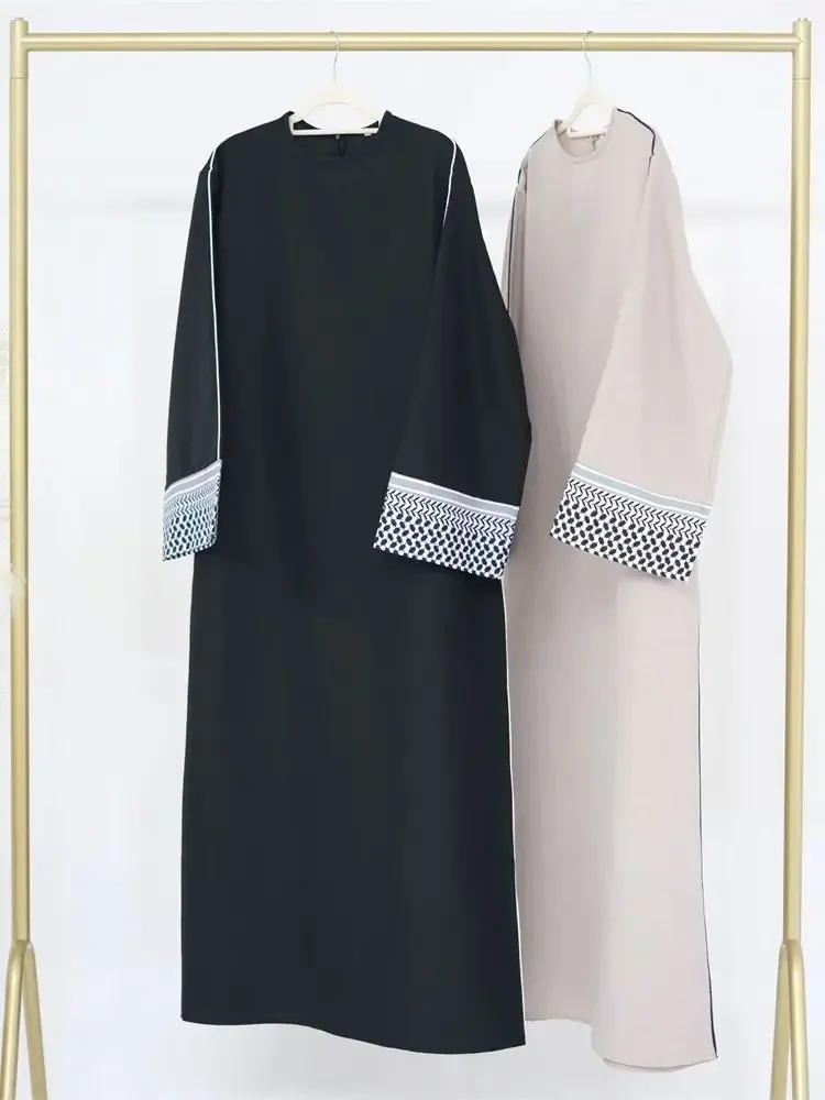 2024 muzułmański islam Kaftan sukienka abaje dla kobiet kaftan Marocain Vestidos szata Musulmane Eid czarny elegancki skromny Abaya dubaj