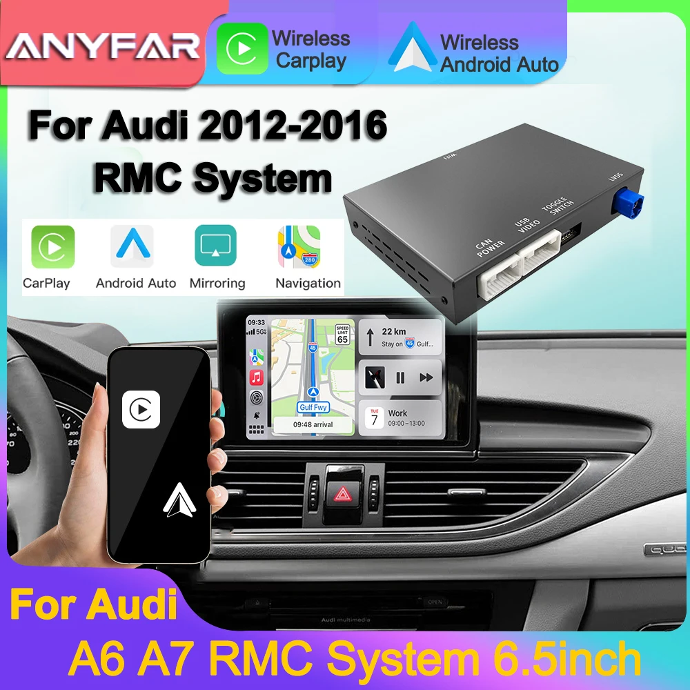 Interface CarPlay Android Auto sans fil pour Audi RMC A6 A7 2012 – 2018, lien miroir, fonctions de Navigation AirPlay pour voiture