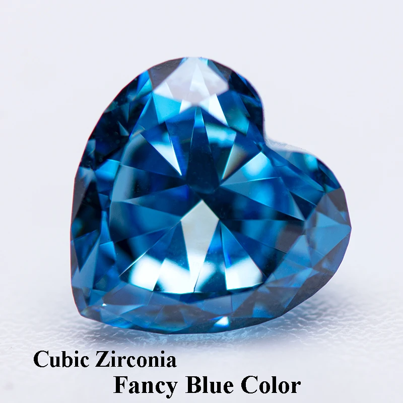 

Cubic Zirconia Crushed Ice Cut Fancy Blue Color Heart Shape Charms Beads for Diy Jewelry Making Pendant Materials No Certificate