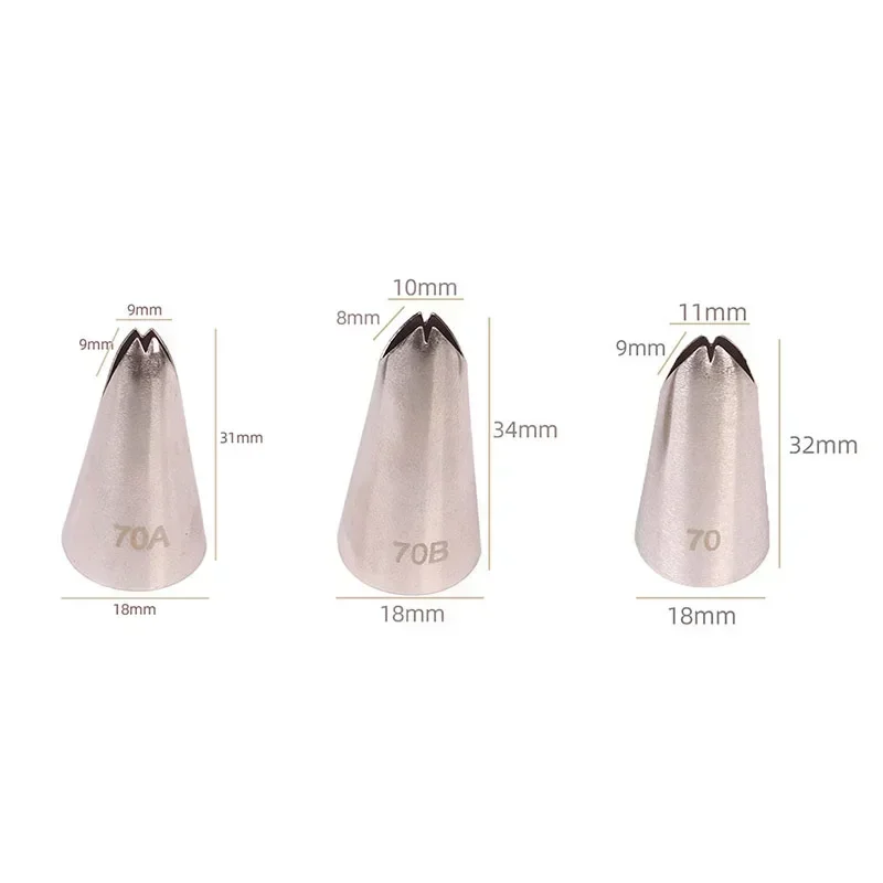 70#70A#70B Leaves Pastry Tips Set Stainless Steel Icing Piping Nozzles for Cakes Decorating Tools Leaf Cupcake Cream Cake Nozzle
