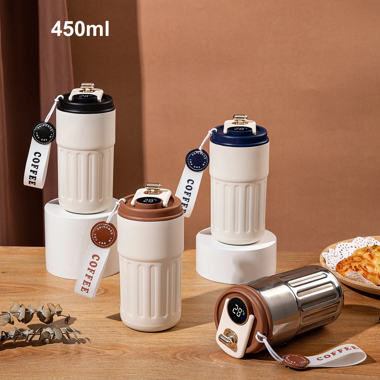 

450ml hot water bottle intelligent display temperature 316 stainless steel vacuum cup office coffee cup business portable hot