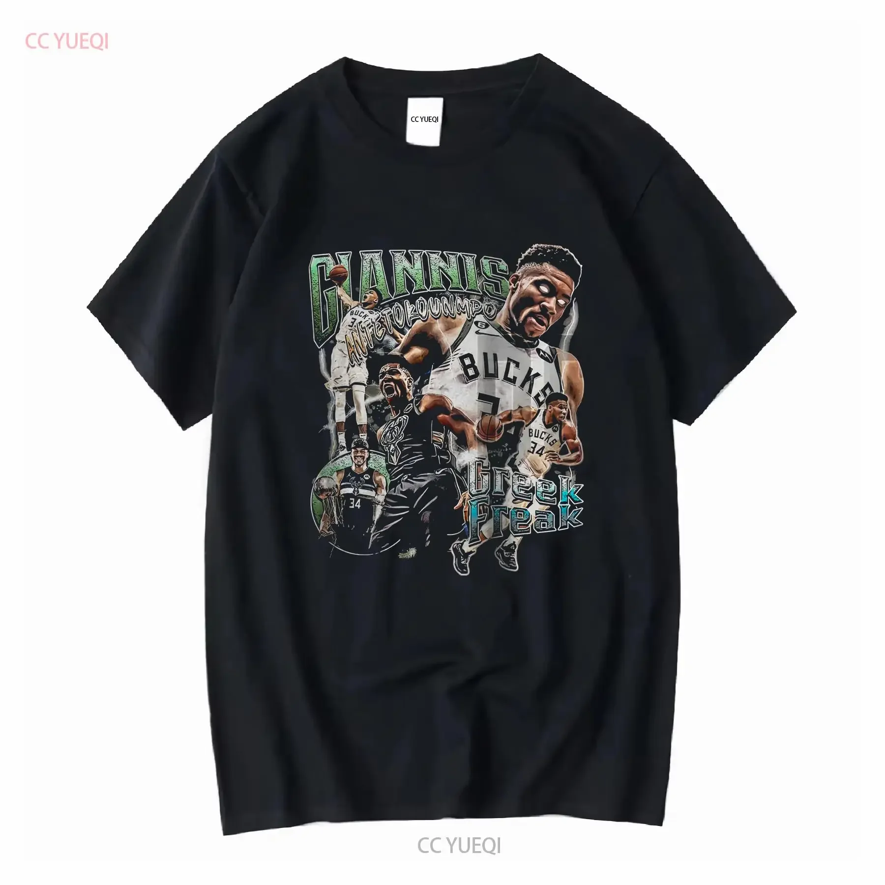 Giannis Antetokounmpo Camiseta Baloncesto Clásico 90s manga larga o corta vintage Lavado Estirado Casual Versátil