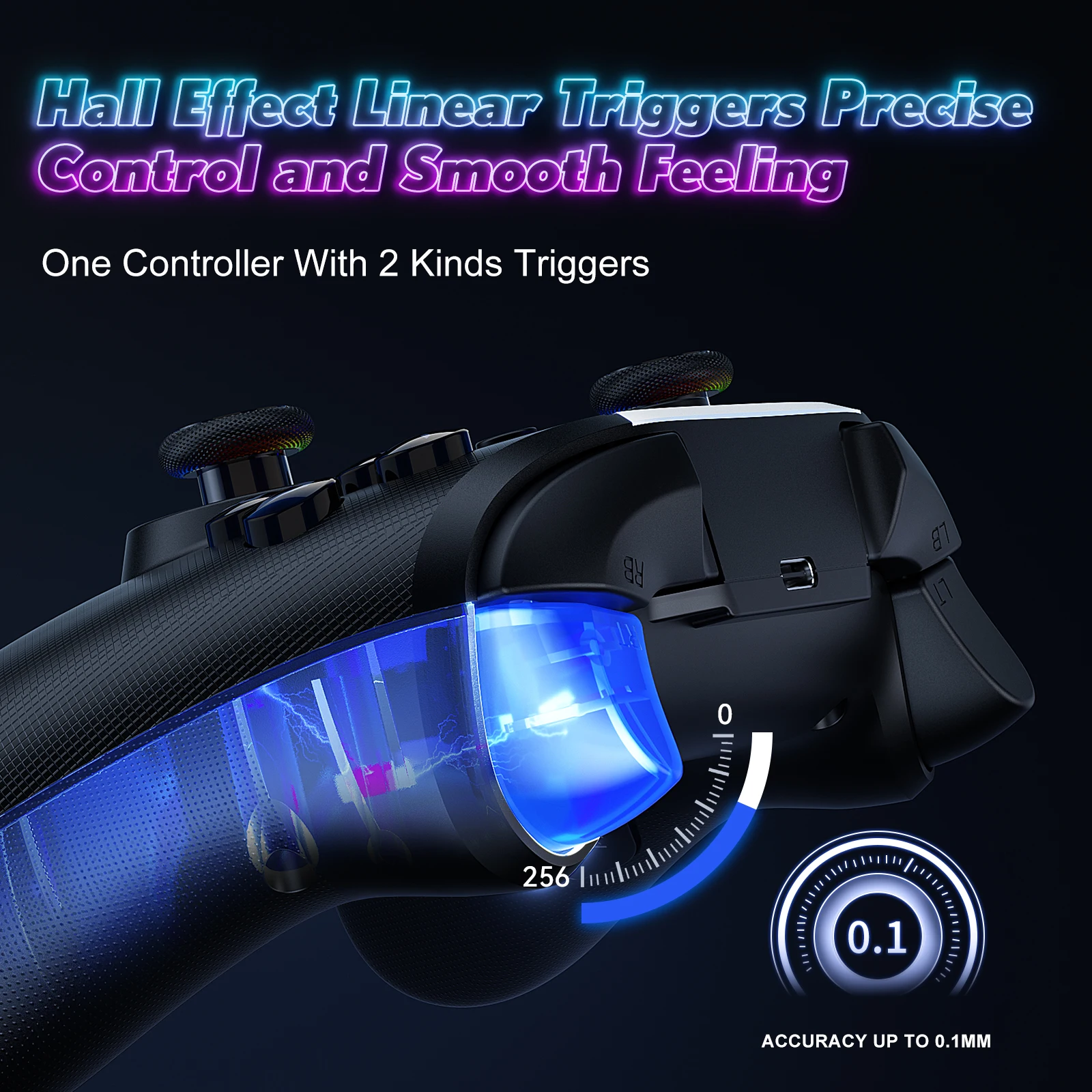 Immagine 7: Controller di gioco con luce LED RGB, gamepad 617 wireless 2.4G per Nintendo Switch/IOS/PC/Android con joystick di gioco ad effetto Hall