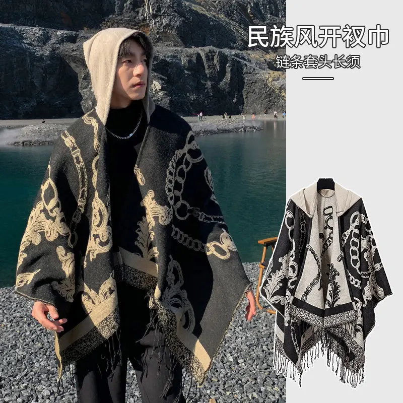 

Ethnic-style hooded shawl cape travel in Lijiang,,, and Northwest, suitable taking photos and keeping