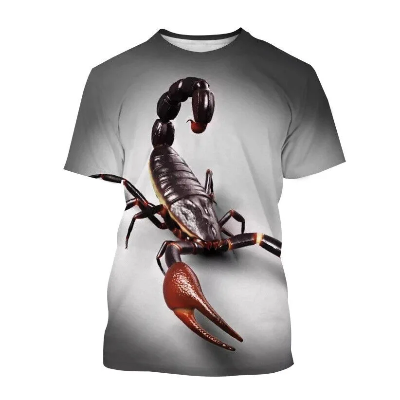 Scorpion Graphic Print Summer Men/Women O-Neck T-shirt Casual Short Sleeve Oversized T Shirt Fashion Tops Trend Unisex Clothing