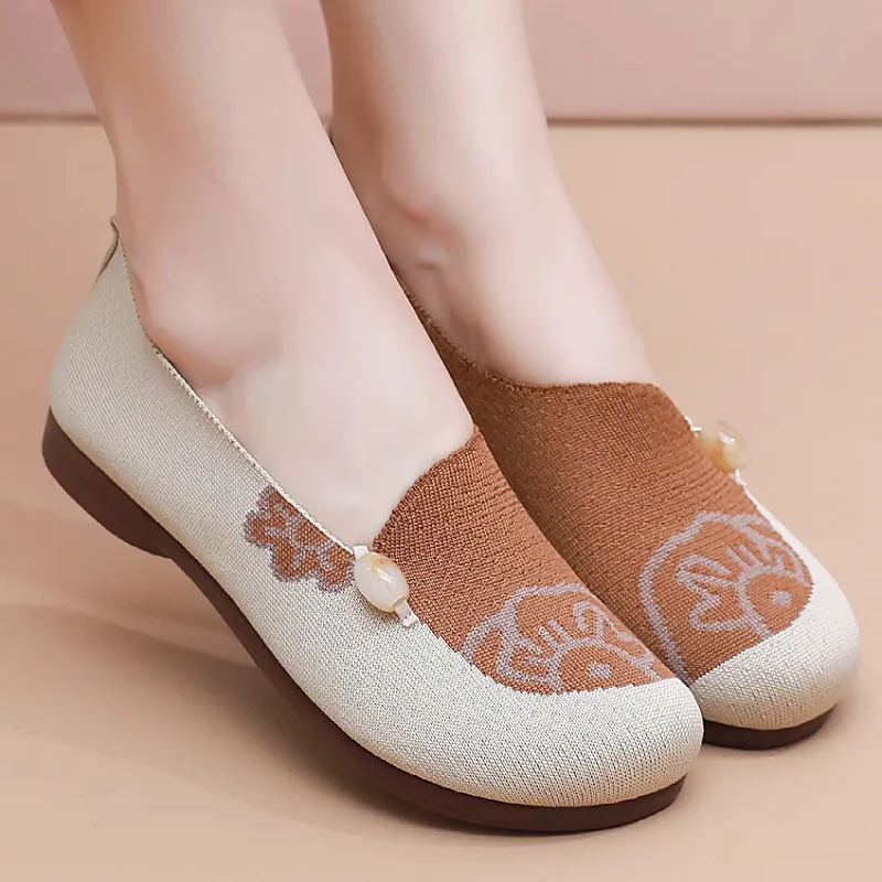 

Весенне-осенняя новая обувь, женская одинарная обувь, дышащая женская сетчатая нескользящая легкая обувь с одной педалью для мам среднего возраста и пожилых людей