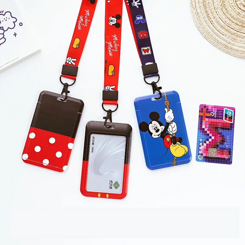 Disney Mickey Minnie Cartoon Lanyard for Keys Keychain Badge Holder ID Credit Subway Card Pass Hang Rope Lariat Phone Charm Gift