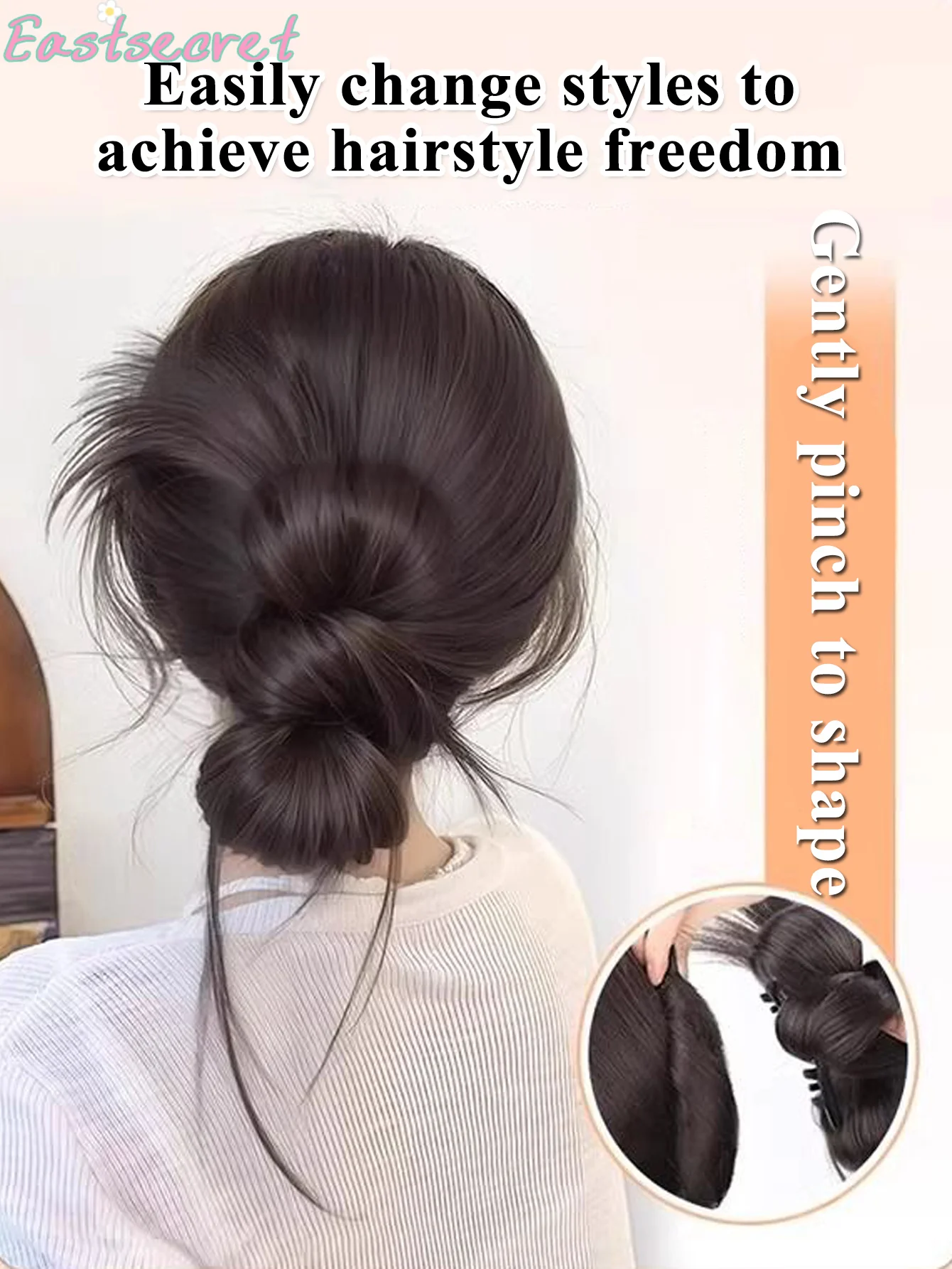 EASTSECRET Synthetic Clip Dragon Beard Bun with a Featuring a Duckbill Clip and an Elegant and Natural Female Ponytail with