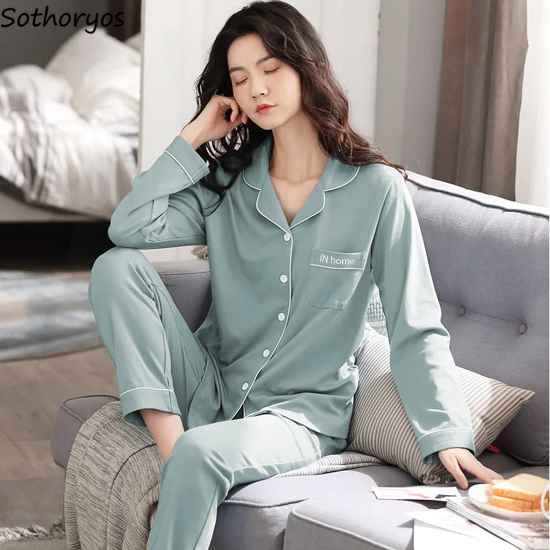 

Long Sleeve Pajama Sets Women Loose Spring Autumn Casual Turn-down Collar Print Home Lounge Wear Night Suits Stylish M-4XL Ins