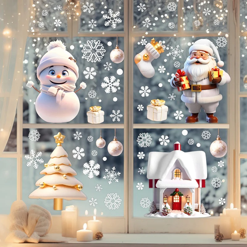 Christmas Window Stickers Christmas Wall Sticker Room Wall Decals Merry Christmas Decorations For Home New Year Wallpaper