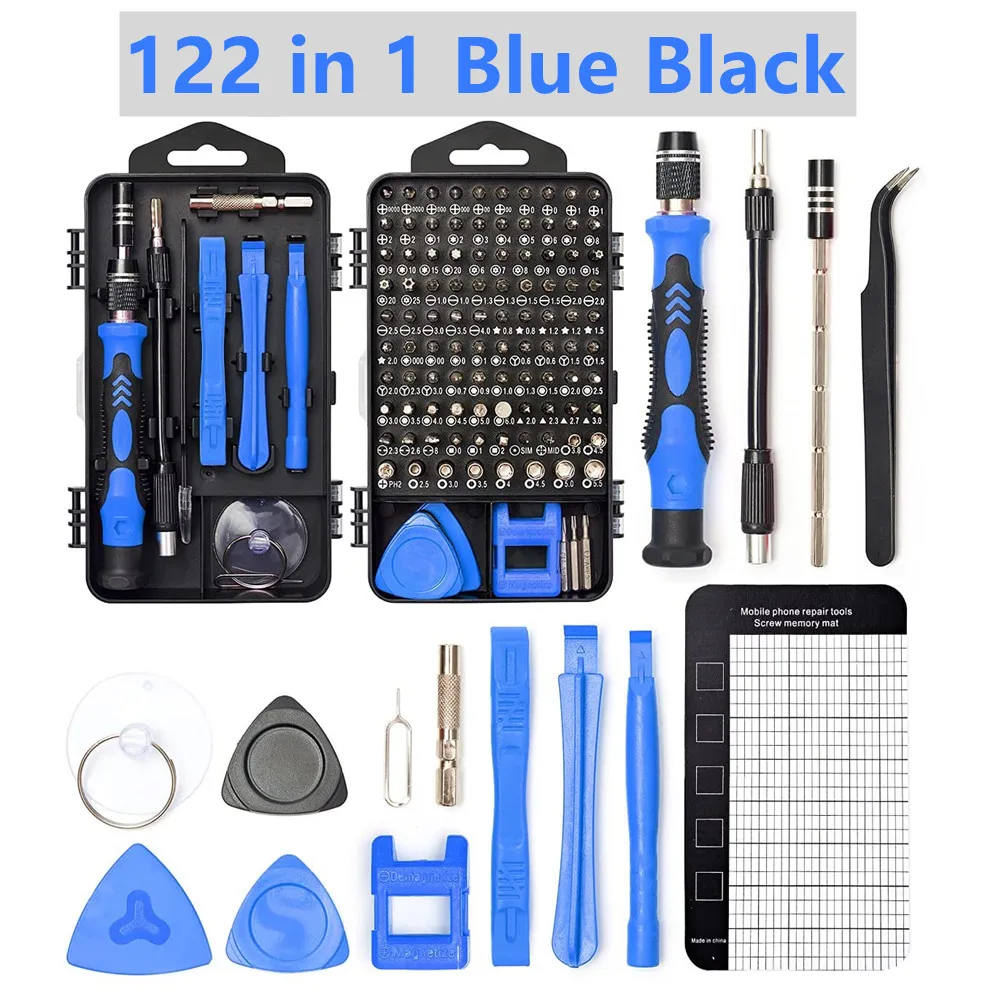 Computer-Reparaturset, 122 in 1 magnetisches Laptop-Schraubendreher-Set, Präzisions-Schraubendreher-Set, kleines Schlagschrauber-Set mit Koffer