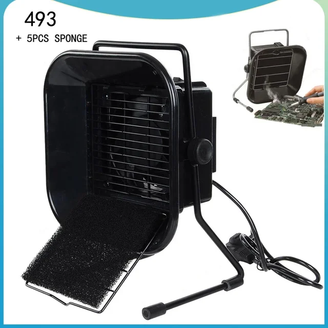 Najnowszy 220V/110V ue/US Plug 493 pochłaniacz dymu lutowniczego ESD urządzenie do usuwania oparów z 5 bezpłatnym filtr z węglem aktywnym gąbka do przeróbki