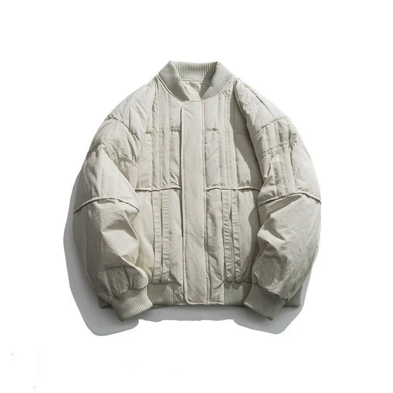 

Men Parkas Jackets Coats Zipper Baseball Coat Stand Collar Jacket Full Sleeve Casual Loose Thick Splice Regular Autumn Winter