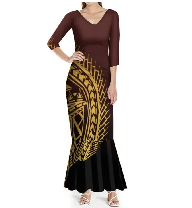 New Design Women Half Sleeve Double puletasi dress Tongan Sila Summer Dress Custom Polynesian Tribe Plus Size 7xl Free Shipping