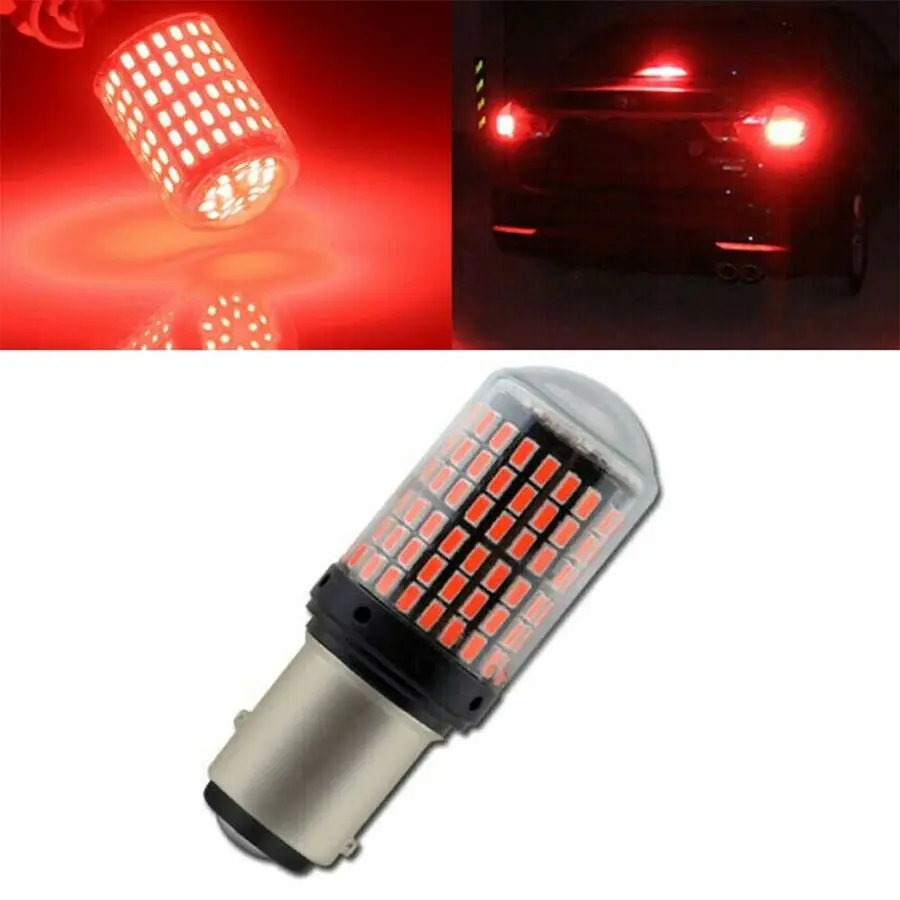 2x Car P21W BAY15D 1157 LED Canbus Lights 3014 144SMD Error Free Bulb Red Lamp New